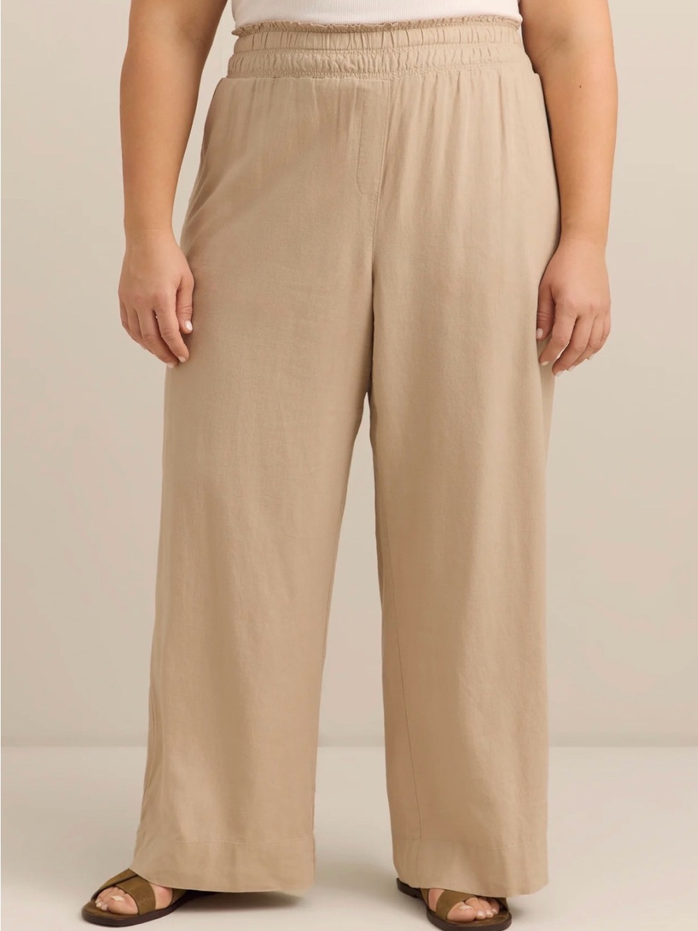 Relaxed Linen Elastic Waist Pants